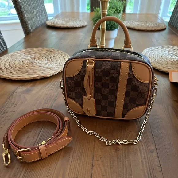 中古★Louis Vuitton Valisette BB Handbag★ Louis Vuitton LV Valisette Souple BB new Brown Cloth ref